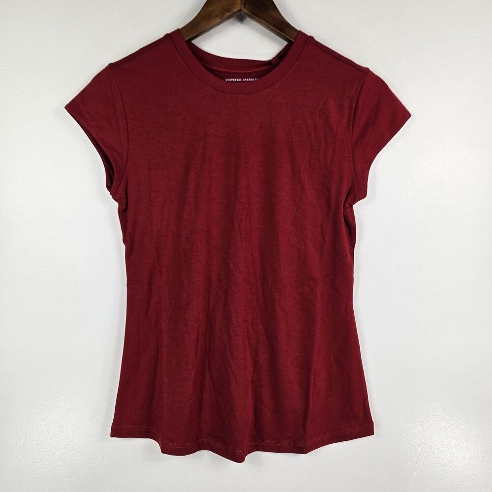 Universal Standard Women's 4XS/00-0 Ashley Cap Sleeve Tee Chili Pepper Red NWT